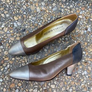 Vintage 1980’s Andrea Borgini Colorblock metallic low heel pumps 6